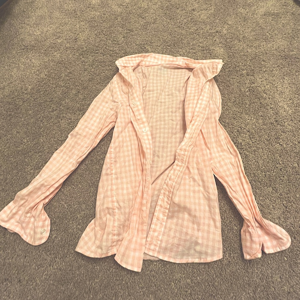 cat and jack plaid light coral blouse